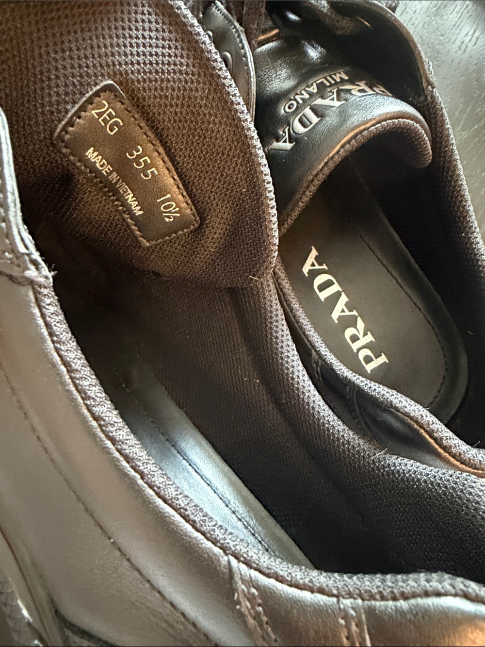 Men’s PRADA black trainers Calzature Uomo Vitello soft Size 10.5 - Picture 7 of 13
